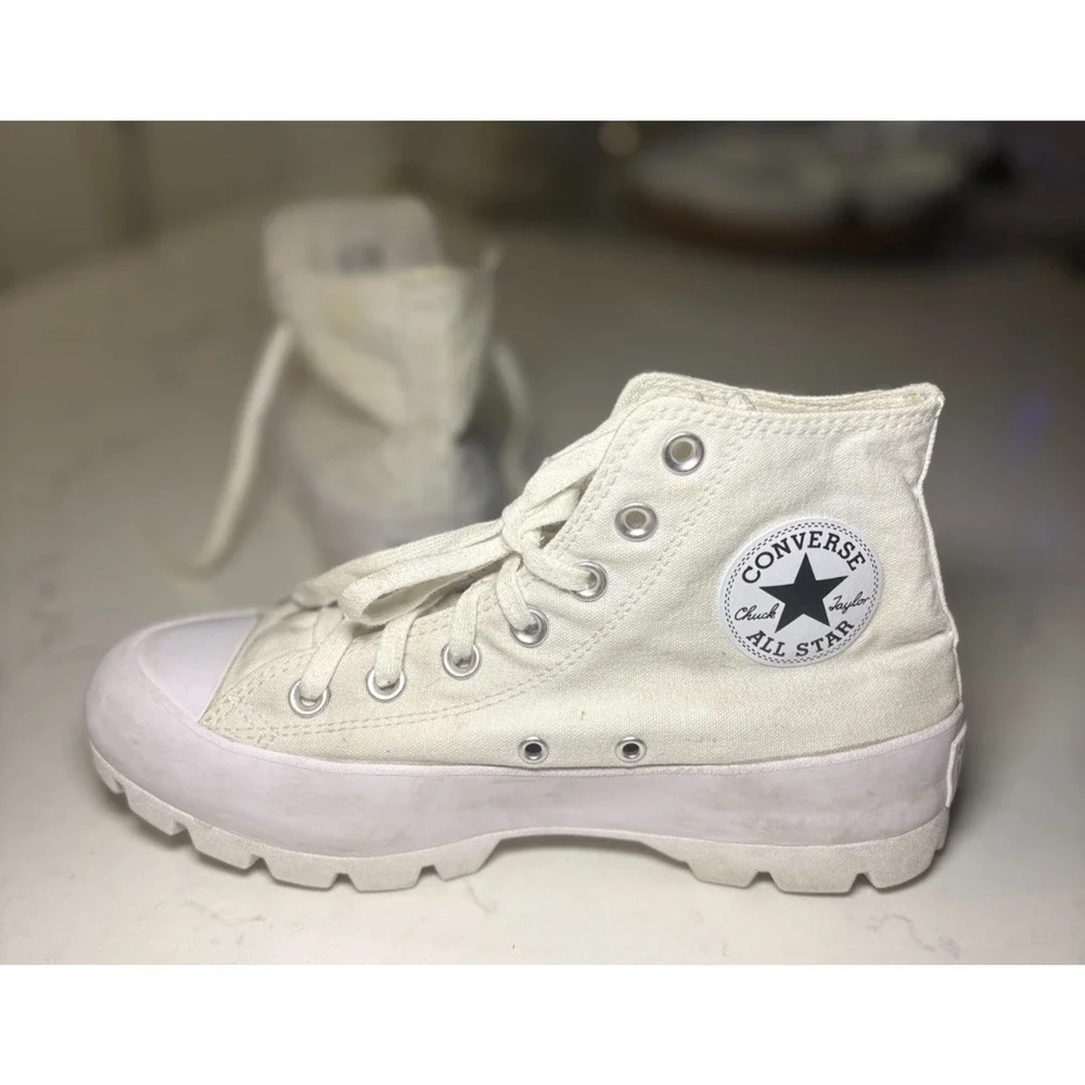 Converse Chuck Taylor All Star Lugged High Top Sneakers White Canvas Platform 8